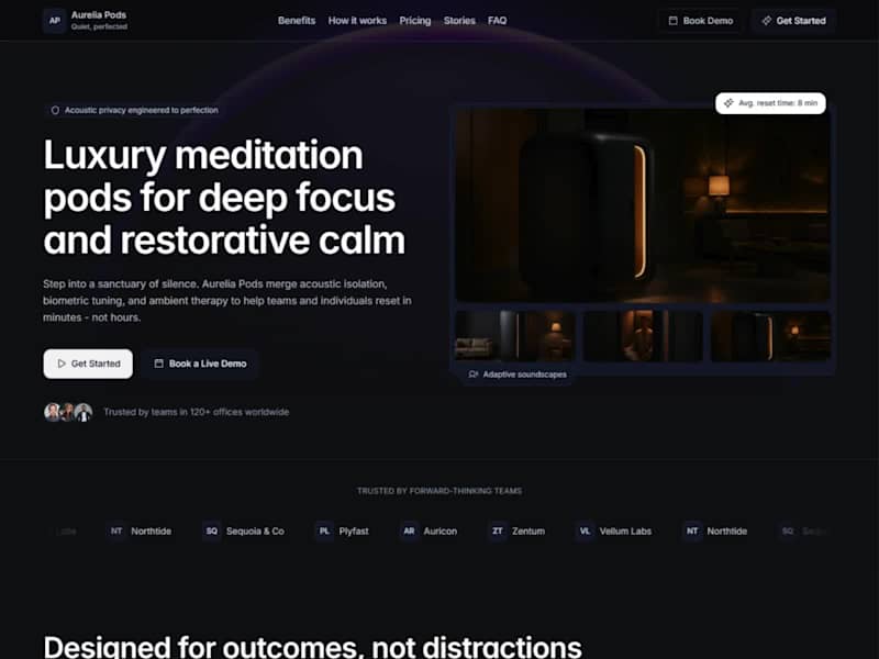 Cover image for Luxury Landing Page Design for Aurelia Pods