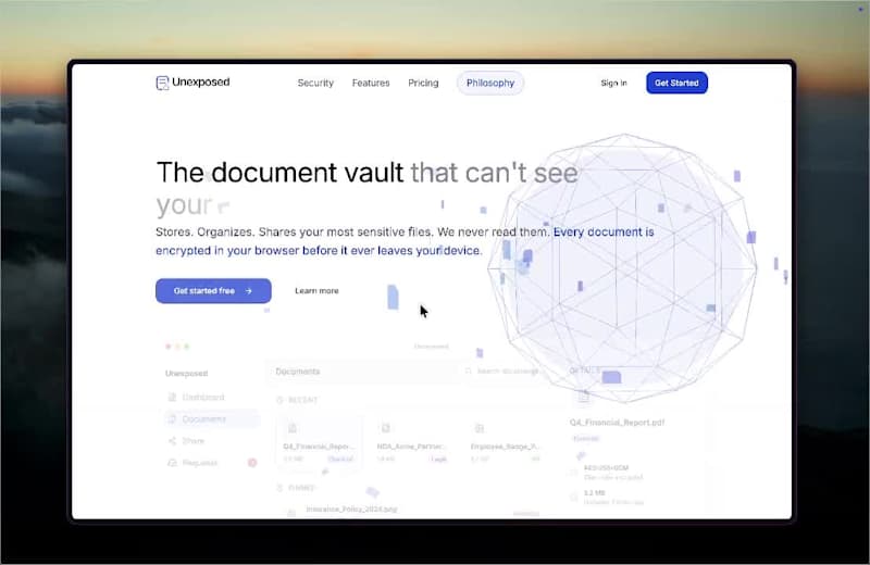 Cover image for Unexposed – The Document Vault That Can't See Your Documents