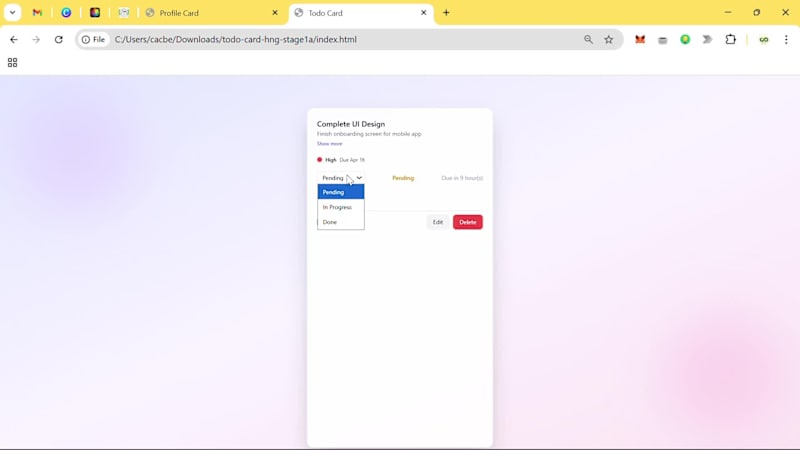 Cover image for Todo Card UI and Responsive