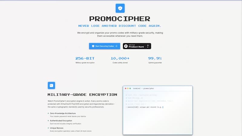 Cover image for Promocipher - Store Your Promo Codes