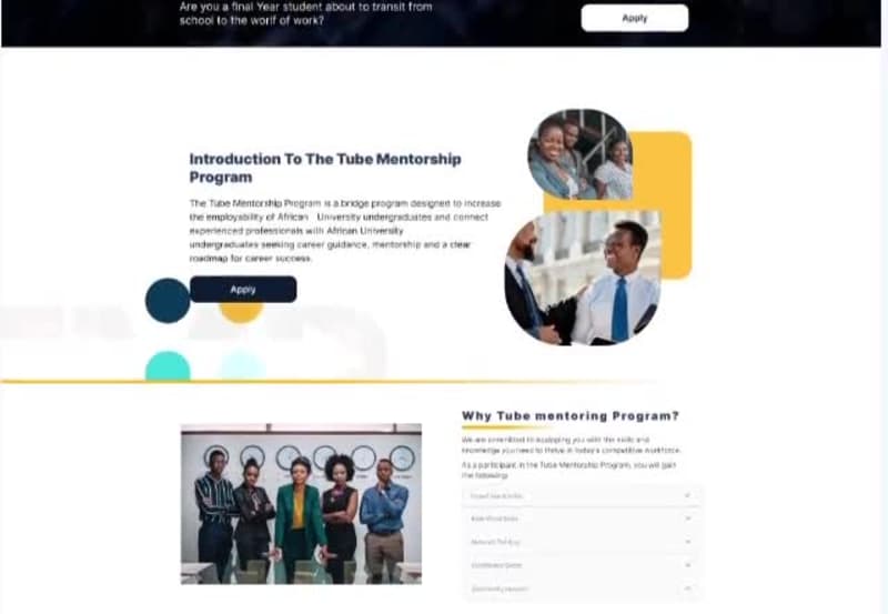 Cover image for WebPage Design for The Tube Mentorship Program