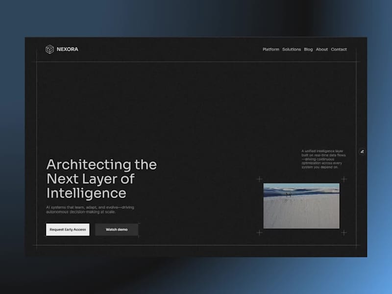 Cover image for A sleek AI-focused hero with glowing 3D shapes, layered grai...