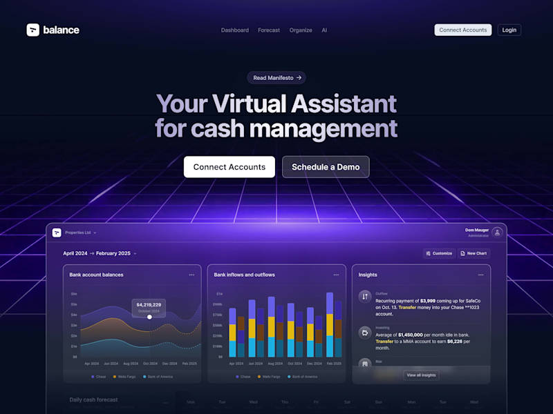 Cover image for Web Design for Fintech/AI Cash Management Platform