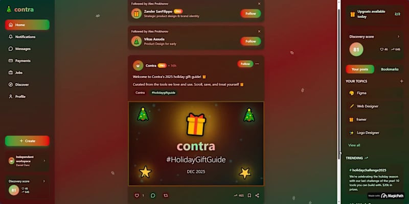 Cover image for I gave the Contra site a little Christmas glow-up with @Magi...