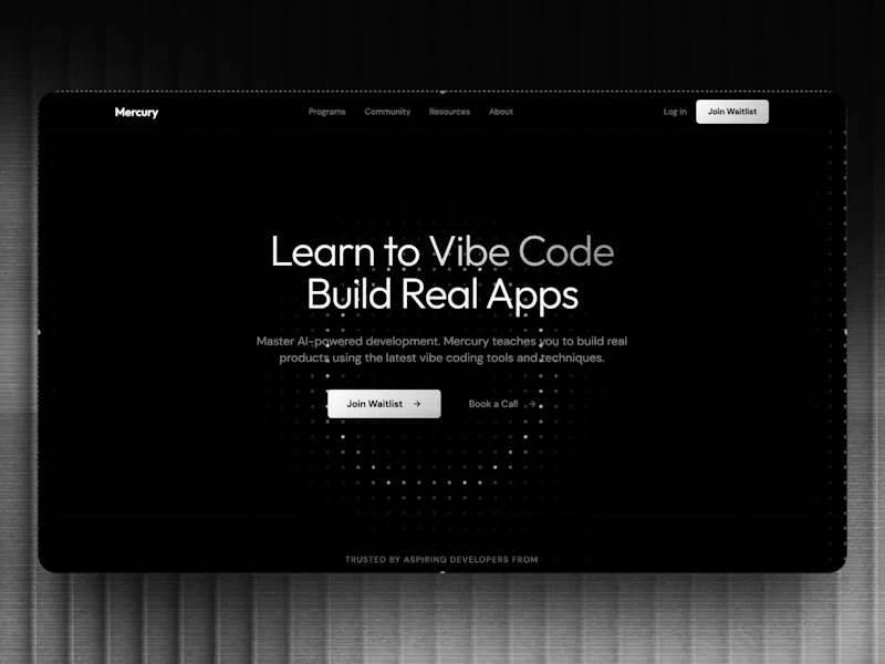 Cover image for Hero section design for upcoming vibe coding school | Mercury
