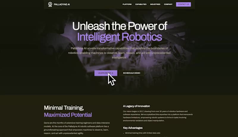 Cover image for Concept redesign for Palladyne AI. Edge-based AI robotics pl...