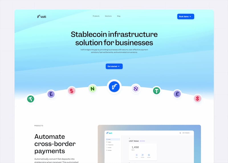 Cover image for Landing page for Stablecoin infrastructure business