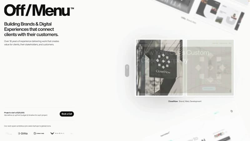 Cover image for Off/Menu Website Design