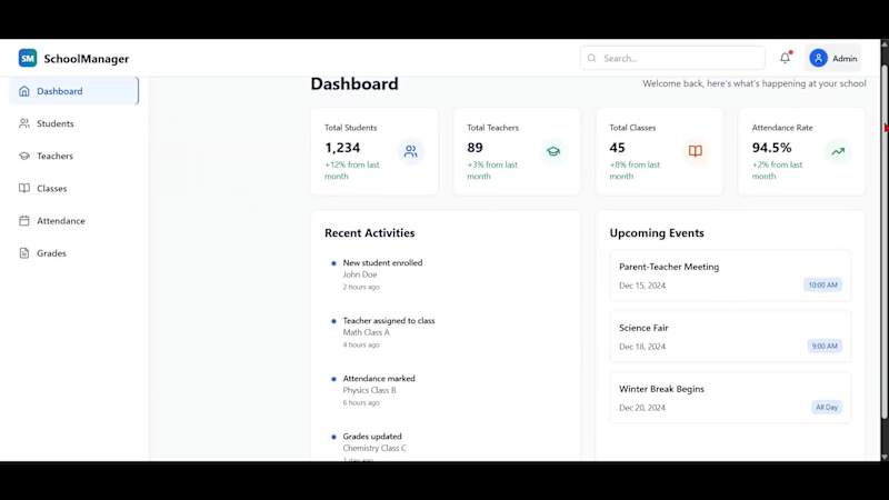 Cover image for School Management System  (React + TypeScript)