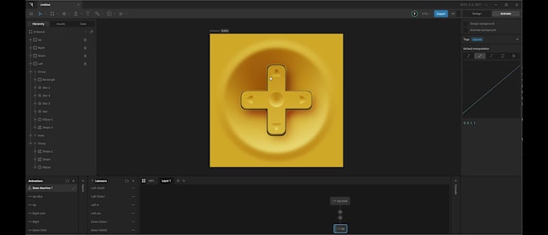 Cover image for Here is a D-Pad created in @Rive The setup was challenging, ...