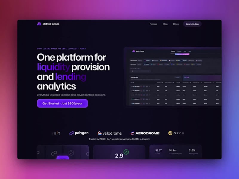 Cover image for Metrix Finance Crypto SaaS - Framer Design & Dev