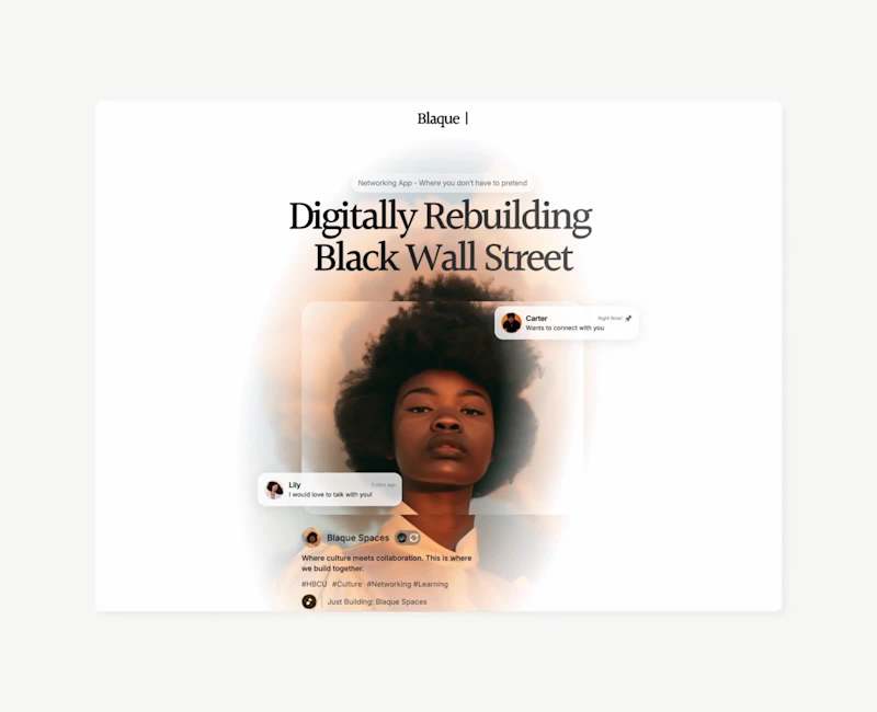 Cover image for Just finished developing the Blaque Spaces website on Framer...