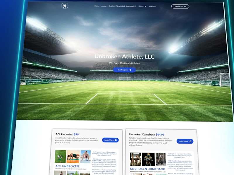 Cover image for Unbroken Athlete — Custom Figma-to-Kajabi Build (Website, Co...