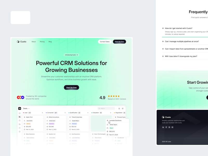 Cover image for Custo - CRM Landing Page