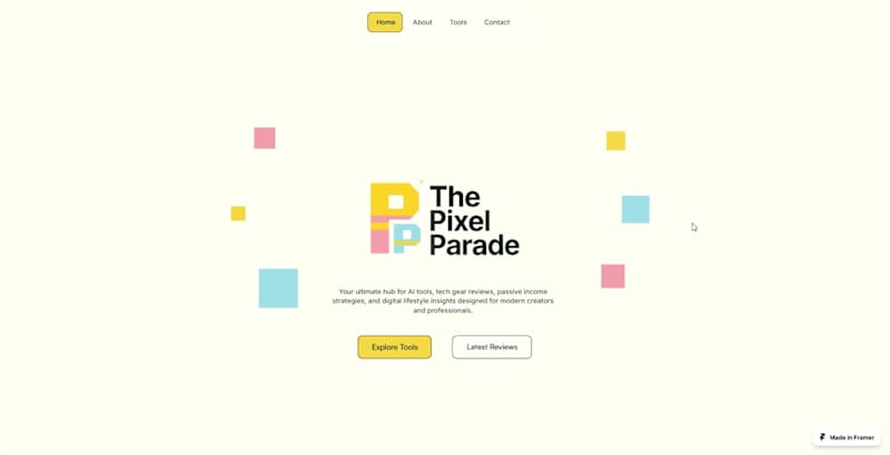 Cover image for Pixel Parade — A Playful Creative Blog Built in Framer