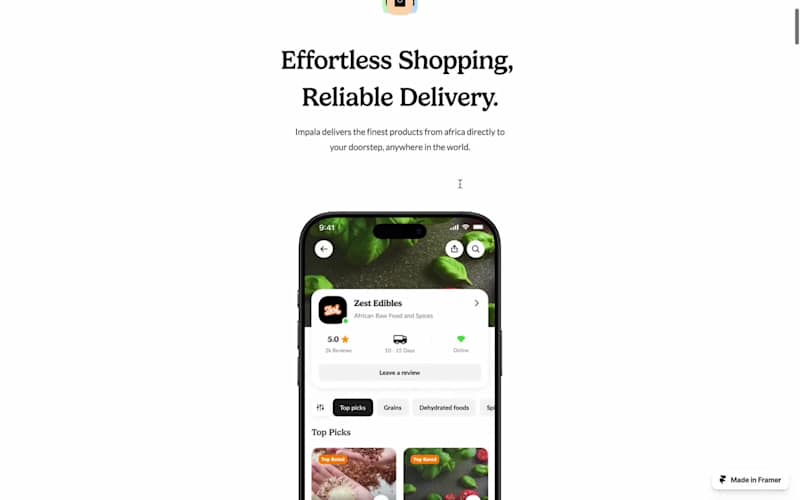 Cover image for Impala| Framer| UI Design| UX Design| Web Design| E Commerce,