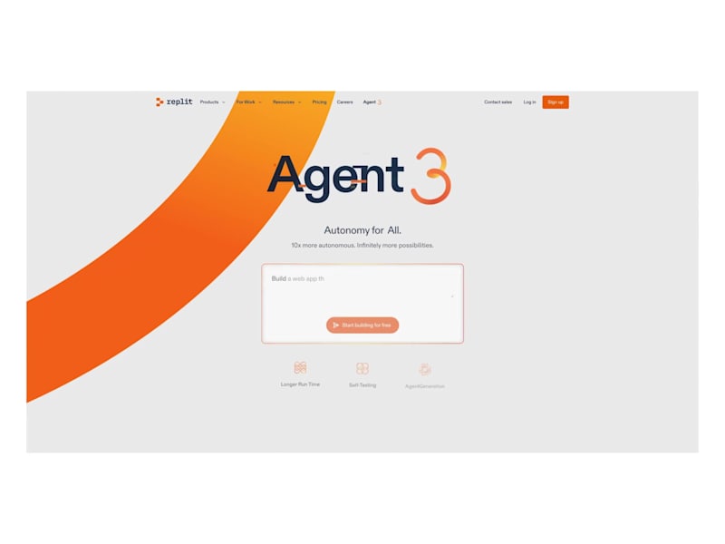 Cover image for Replit Agent 3 product launch page