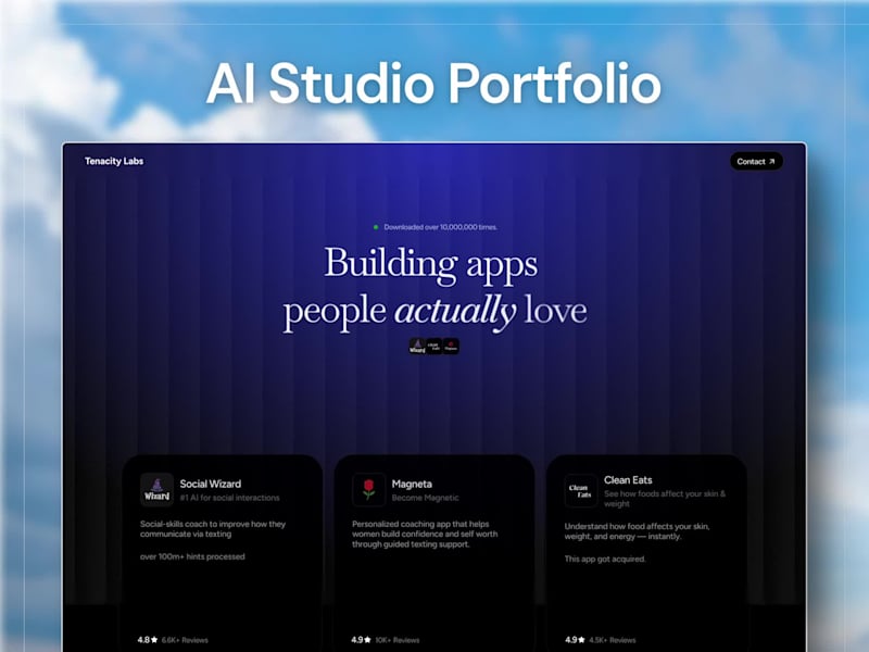 Cover image for Sleek Portfolio website for an AI App studio built in Framer
