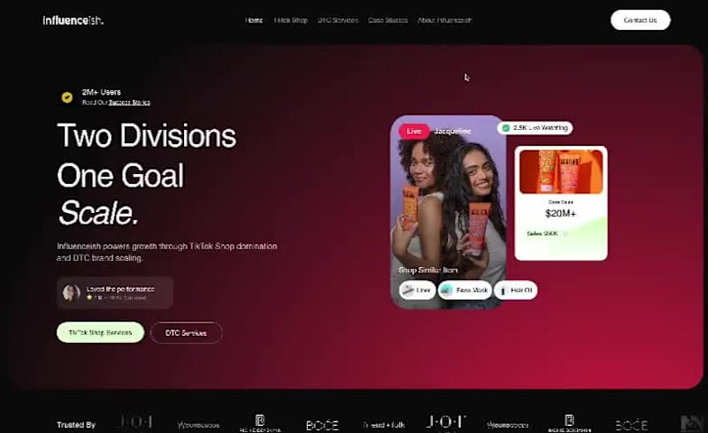 Cover image for Done with Home page for " Influenceish " working on now subp...