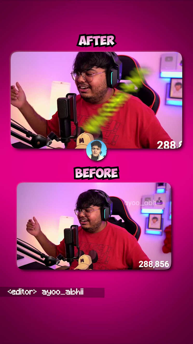 Cover image for GAMING VIDEOS editing style. Before and After of a sample edit.