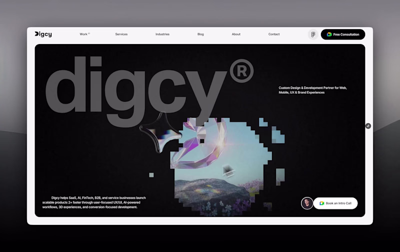 Cover image for Digcy.com (https://Digcy.com) website redesign, animation