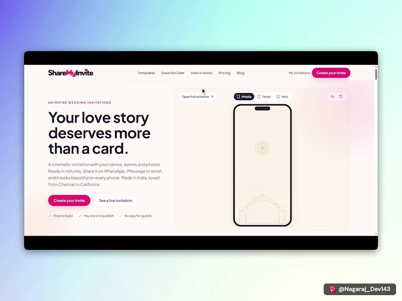 Cover image for ShareMyInvite - Digital Wedding Invitation Platform Development