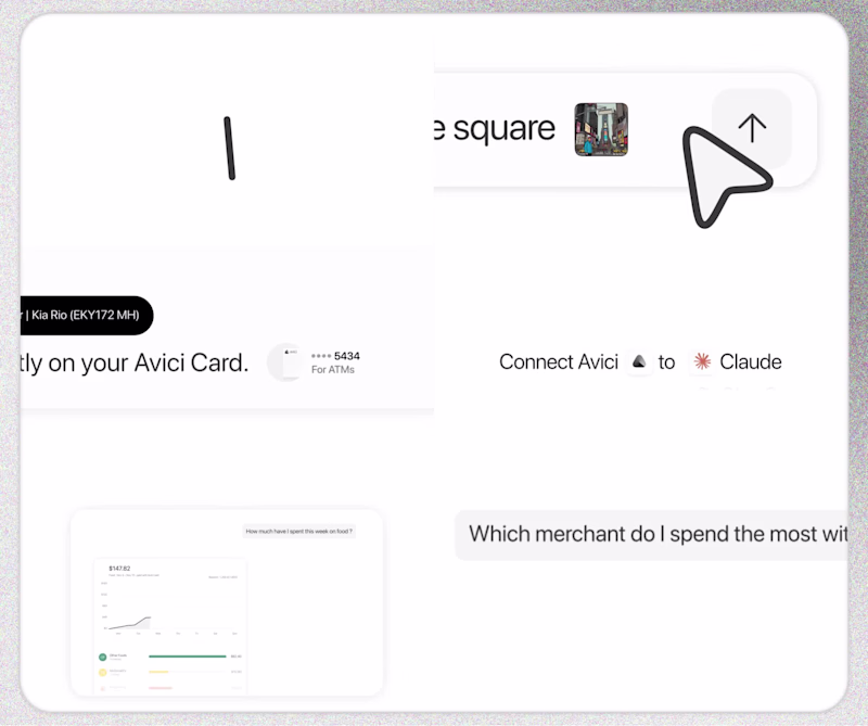 Cover image for Shots from Avici MCP, Connect your money to AI and make it u...