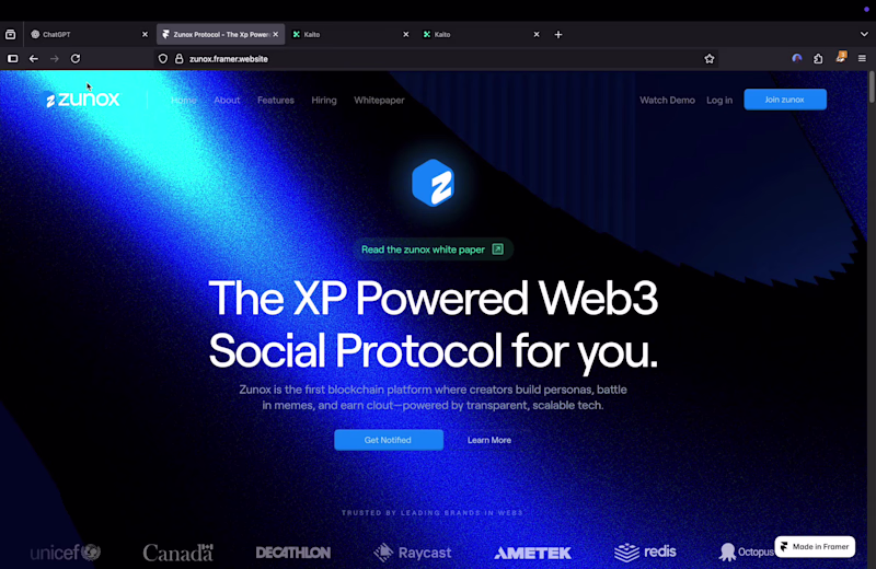 Cover image for Zunox Website - Designed in
