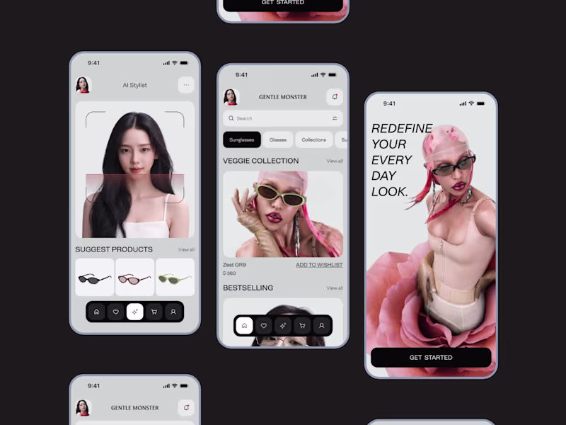 Cover image for Eyewear Mobile App UI/UX | AI Virtual Try-On & Fashion Store