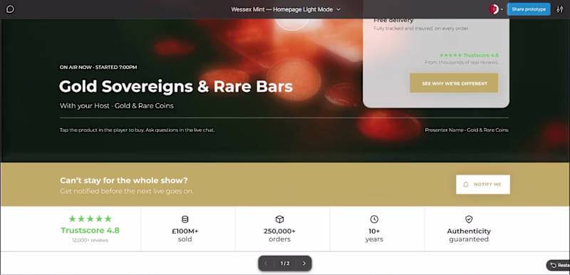 Cover image for Wessex Mint Homepage Redesign