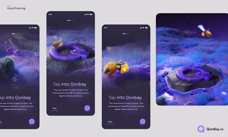 Cover image for App landing screen for Qonbay.io