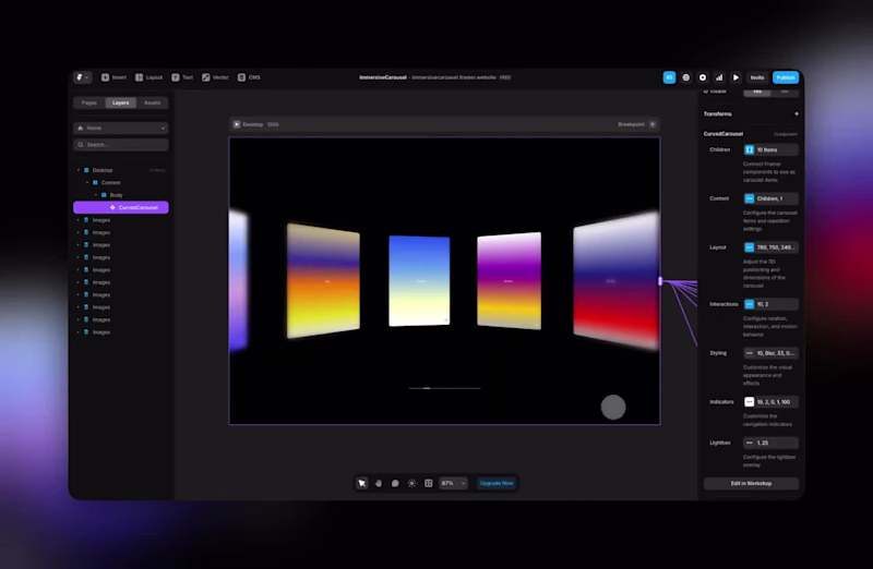 Cover image for Curved Perspective Carousel — Framer Component