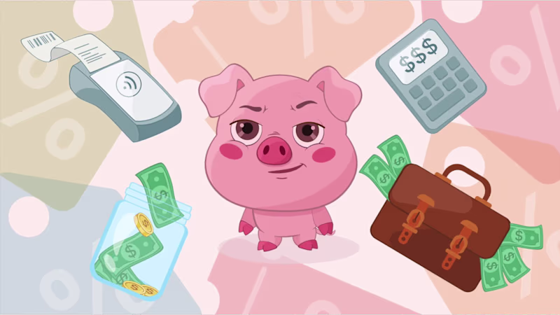Cover image for Animated world of Bacon the Pig & Money (Rive)