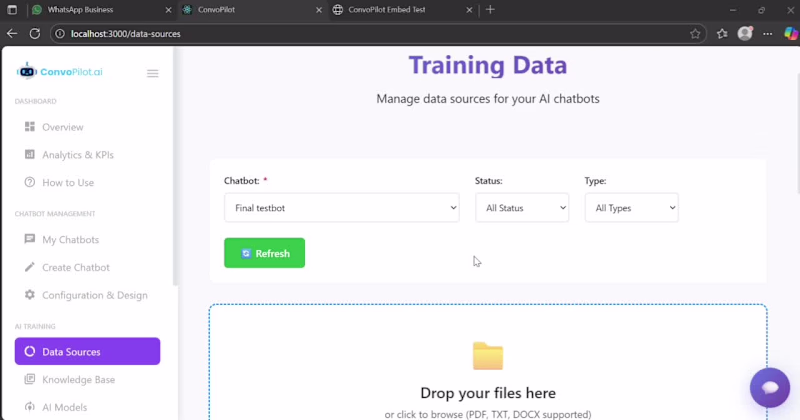 Cover image for ConvoPilot — AI Chatbot MVP

Developed