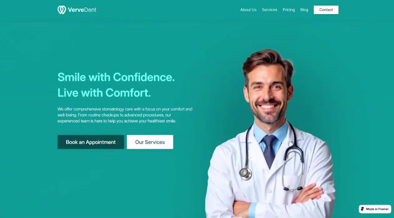 Cover image for VerveDent – Healthcare Website for Dental Clinic