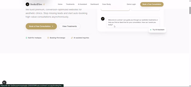 Cover image for BookedFlow AI — AI Booking System for Aesthetic Clinics