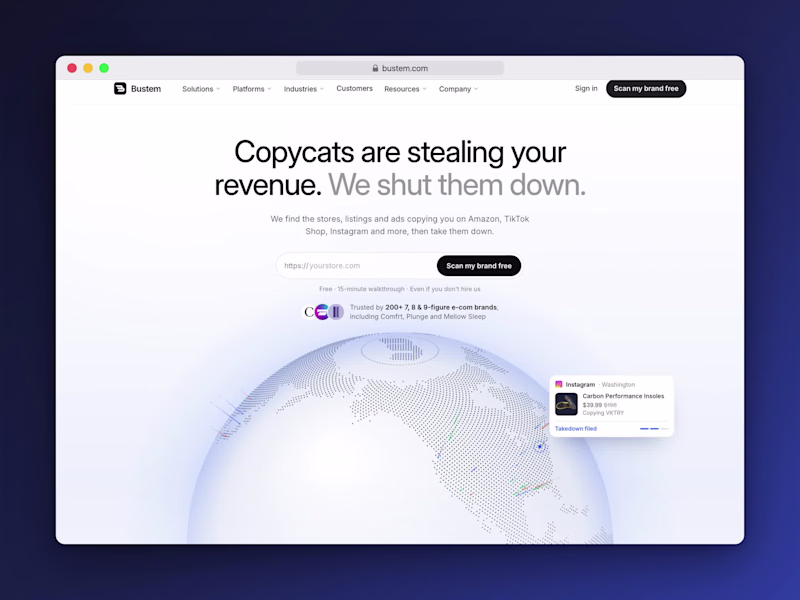 Cover image for Bustem // A 51-Page Brand Protection Website in Framer