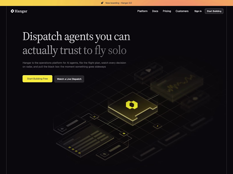 Cover image for Hangar AI Agent Management Homepage Development