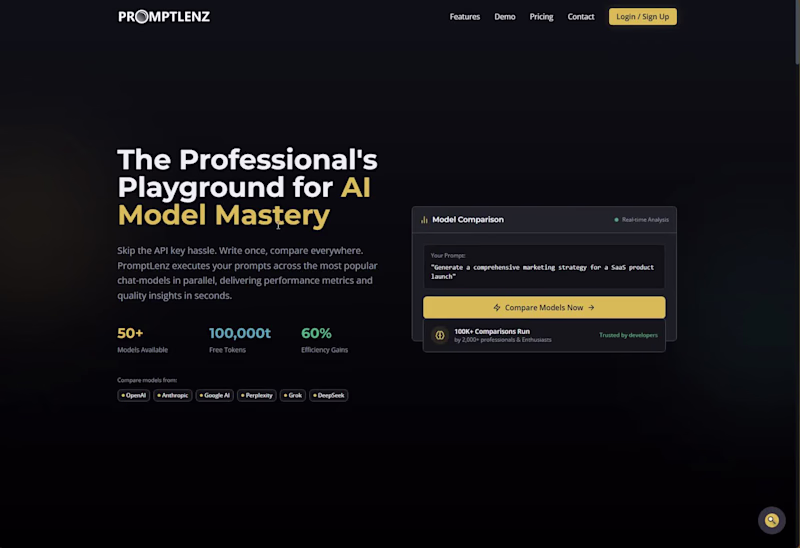 Cover image for PromptLenz Interactive Landing Page Development