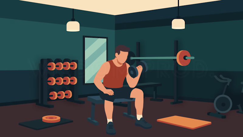 Cover image for Man Lifting Dumbbell in Gym