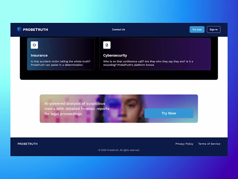 Cover image for ProbeTruth AI SaaS Platform for Deepfake Detection