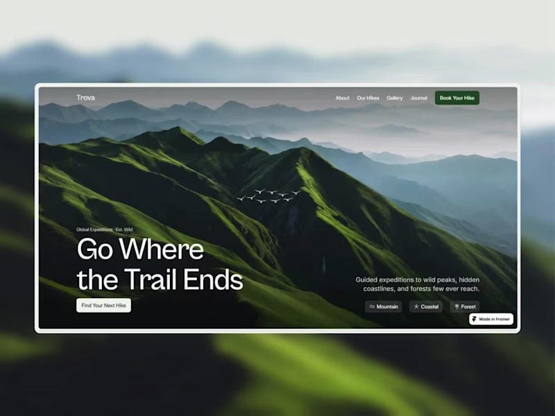 Cover image for Trova — Framer Template for travel agency