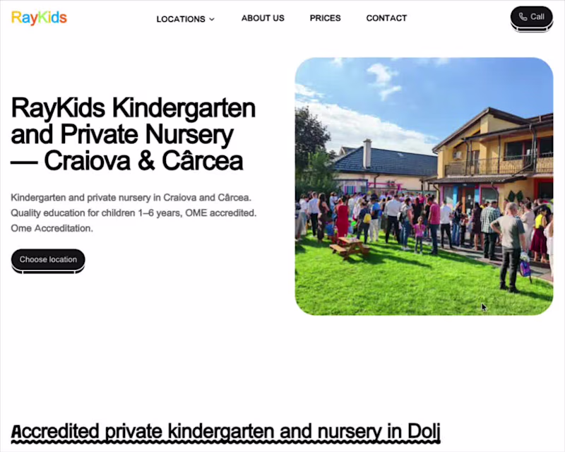 Cover image for Kindergarten Website for our client.