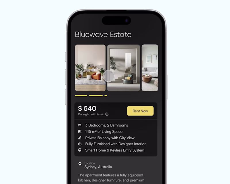 Cover image for Dark-themed real estate mobile app