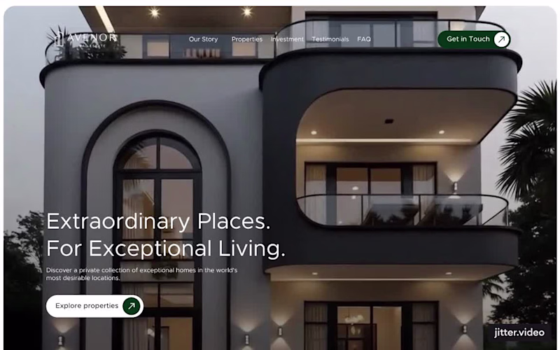 Cover image for AVENOR - Luxury Real Estate Landing Page Design