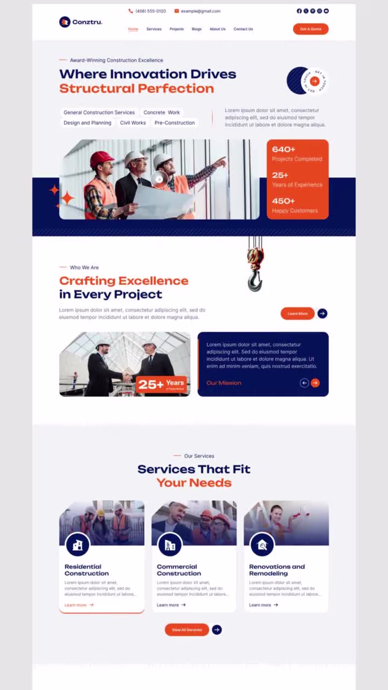 Cover image for Construction Website UI/UX Design &