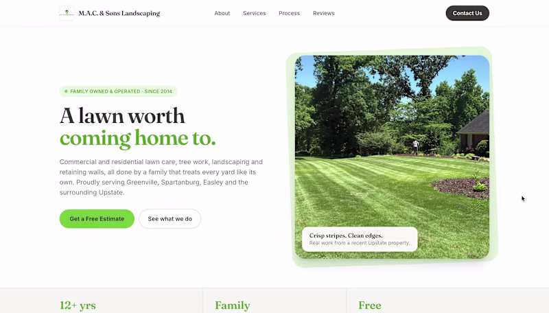 Cover image for Landscaping website completed for M.A.C