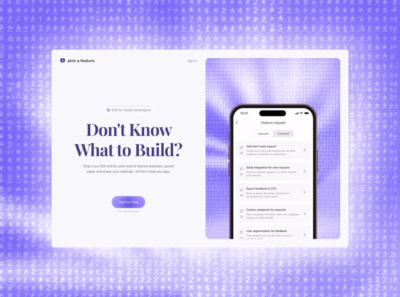 Cover image for Pick a Feature is a