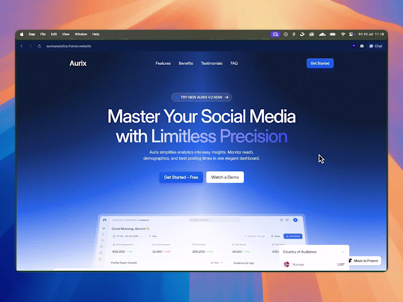 Cover image for Aurix Landing Page Design for Analytics Platform