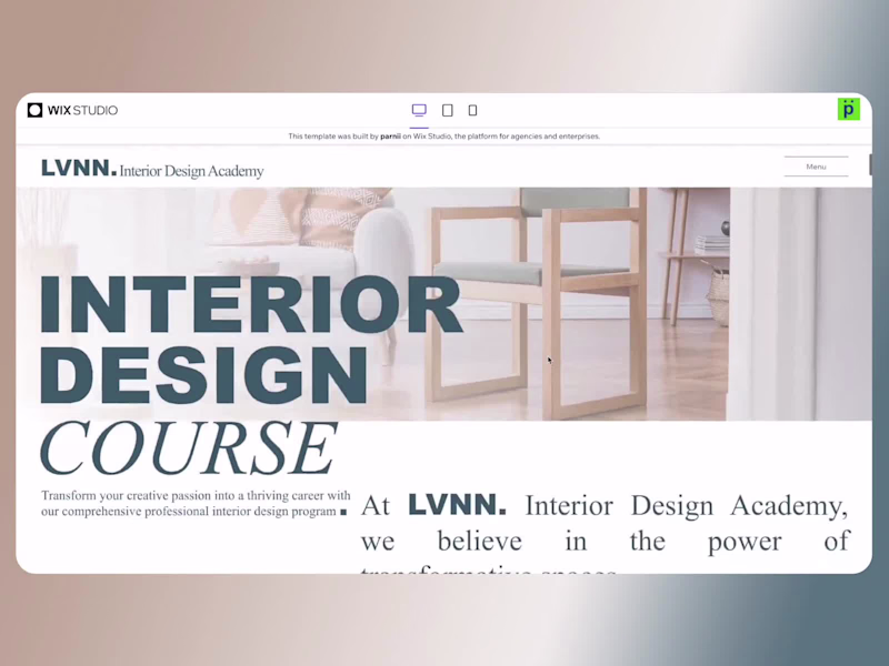 Cover image for Interior Design Academy Wix Studio Landing Page Template